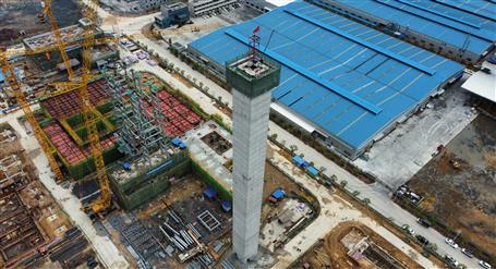 80米高煙囪、提前14天封頂！